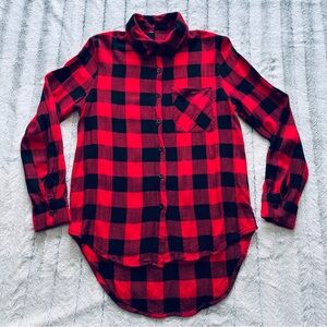 Red plaid button down